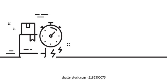 Delivery time line icon. Parcel shipment sign. Express service symbol. Minimal line illustration background. Delivery time line icon pattern banner. White web template concept. Vector