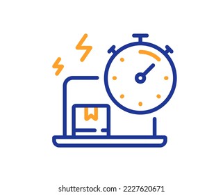 Delivery time line icon. Parcel shipment sign. Online express service symbol. Colorful thin line outline concept. Linear style delivery online icon. Editable stroke. Vector