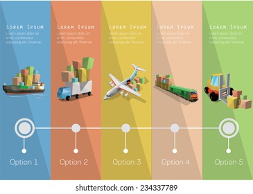 Delivery  time line and transportation icons. Vector illustration.