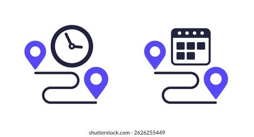 delivery time and schedule icons on white