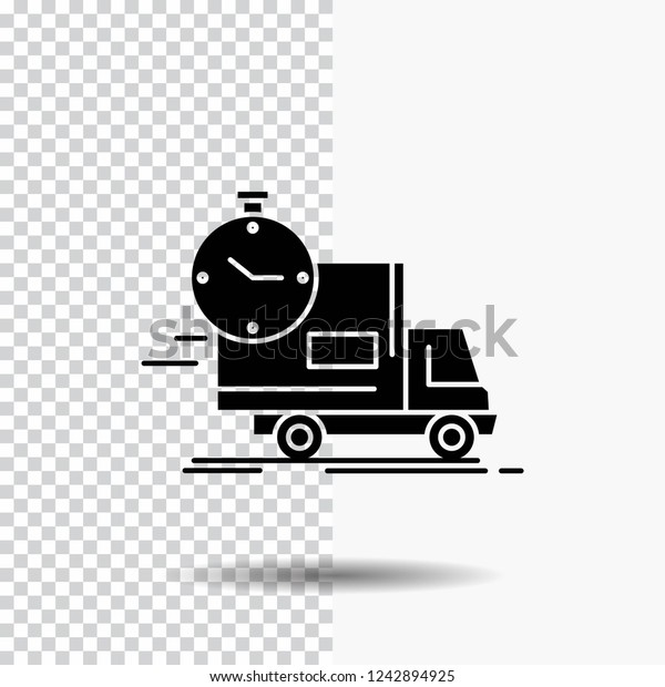 delivery, time, shipping,\
transport, truck Glyph Icon on Transparent Background. Black\
Icon