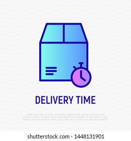 Delivery time thin line icon: package with timer. Modern vector illustration for delivery service.