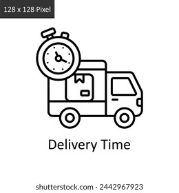 Delivery Time  vector outline icon design illustration. Logistics Delivery symbol on White background EPS 10 File