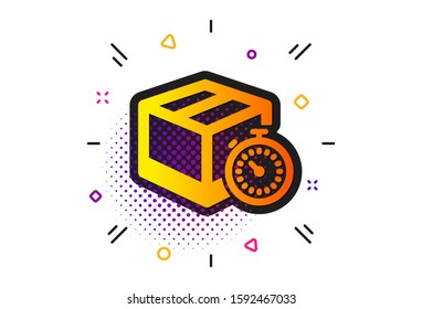 Delivery timer sign. Halftone circles pattern. Shipping tracking icon. Express logistics symbol. Classic flat delivery timer icon. Vector