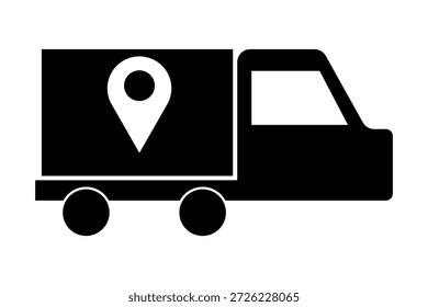 Delivery track icon icon, order and parcel track delivery icon, delivery on track icon, truck isolated on white background.