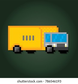  Delivery track. Pixel art. Old school computer graphic style. 8 bit video game. game element.