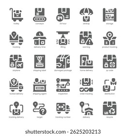 Delivery Tracking Icon pack for your website, mobile, presentation, and logo design. Delivery Tracking Icon solid design. Vector graphics illustration and editable stroke.