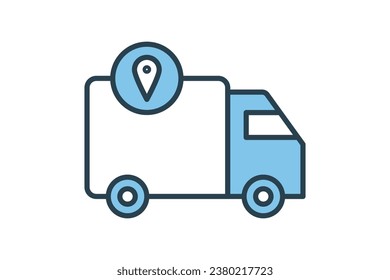 Delivery Tracking Icon. Icon related to Delivery. suitable for web site, app, user interfaces, printable etc. Flat line icon style. Simple vector design editable