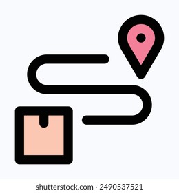 Seguimiento de entrega, icono de Vector de pin de Locación, icono de Vector de color lineal aislado.