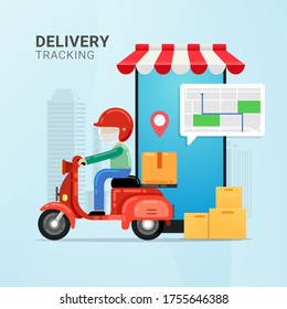 Delivery Tracking on mobile device vector illustration