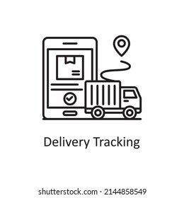 Delivery Tracking vector Outline Icon Design illustration. Logistics And Supply Chain Management Symbol on White background EPS 10 File