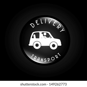 delivery transport button over black background vector illustration 