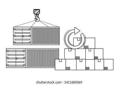 delivery and transport elements in black and white
