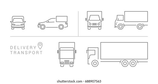 delivery transport icons set