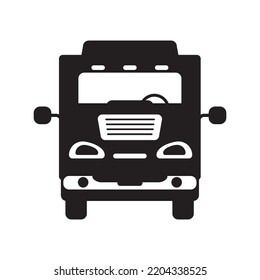 Delivery transport truck front icon | Black Vector illustration |