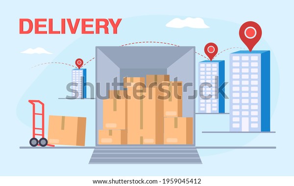Delivery transport. Delivery vector\
transport truck, van. Vector illustration\
EPS10
