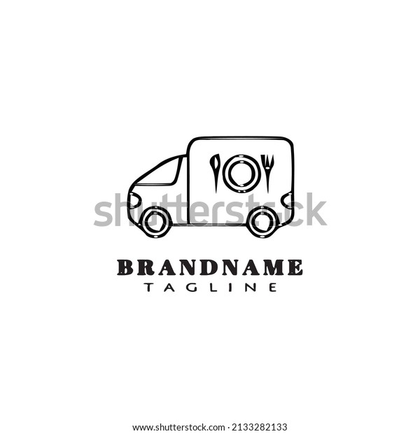 delivery transportation logo\
cartoon icon design template black modern isolated vector\
illustration