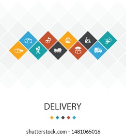 Delivery trendy UI template infographics concept.return, package, courier, express delivery simple icons