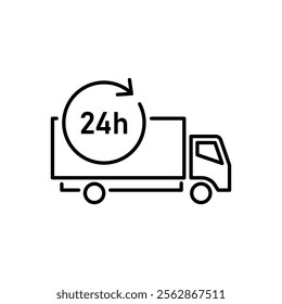 Delivery truck 24 hours service icon vector template design