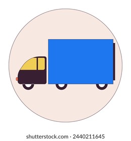 Delivery truck 2D linear cartoon object. Cargo carrying lorry. Shipping service vehicle isolated line vector element white background. Transportation business color flat spot illustration