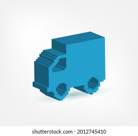 delivery truck 3d vector pixel logo