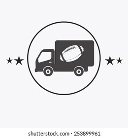 delivery truck american  football industry  on white background