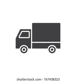 Delivery truck black filled solid icon.