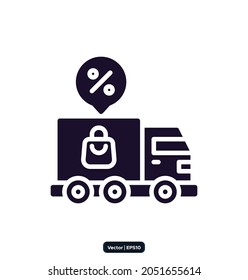 Delivery Truck Black Friday icon. Black Friday design, sale, discount, advertising, marketing price tag, Clothes, sale icons.