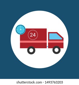 delivery truck with blue background