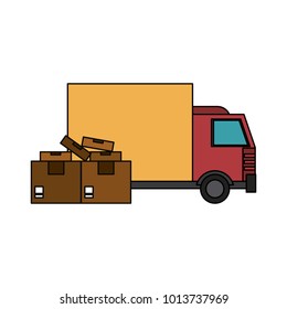 Delivery truck with boxes