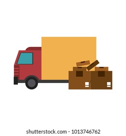 Delivery truck with boxes