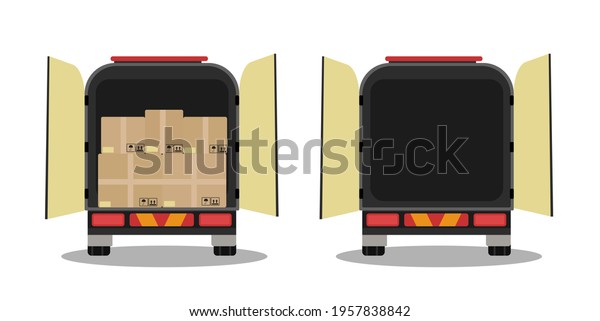 Delivery truck with boxes and empty truck\
vector illustration.