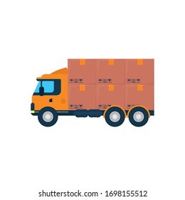 delivery truck with boxes icon over white background, colorful design, vector illustration