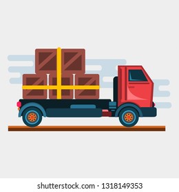 delivery truck with cardboard box vector illustration