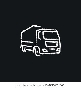 Delivery truck chalk icon. Vector isolated black illustration.