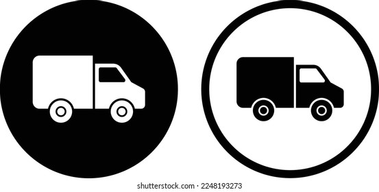 Delivery Truck in Circle Shape Icon Set