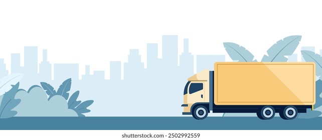 delivery truck in the city banner