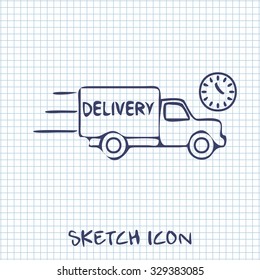 delivery truck with clock icon