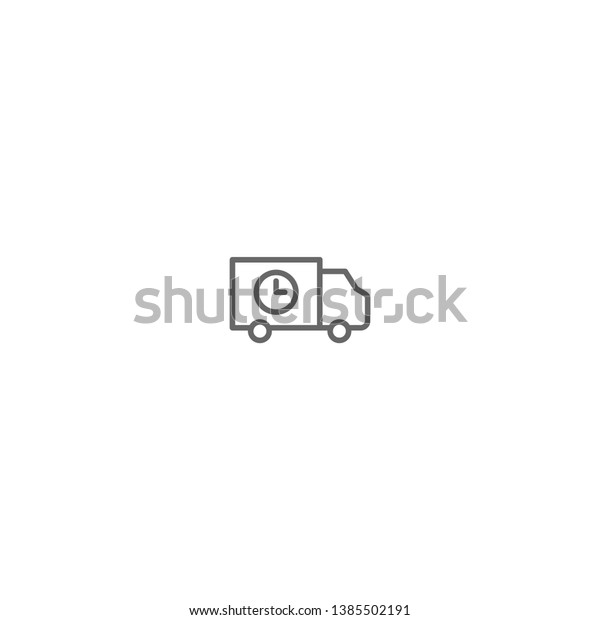 Delivery truck with clock outline silhouette. vector\
line shipping icon isolated on white background.  fast delivery\
linear sign. 
