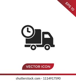 Delivery truck and clock vector icon