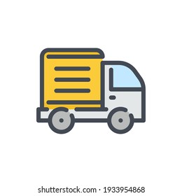 Delivery truck color line icon. Transportation van and shipping vehicles vector outline colorful sign.