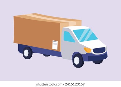 Concepto de camión de entrega. Ilustración vectorial plana de color aislada.