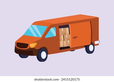 Delivery truck concept. Colored flat vector illustration isolated.
