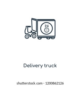 Delivery truck concept line icon. Linear Delivery truck concept outline symbol design. This simple element illustration can be used for web and mobile UI/UX.