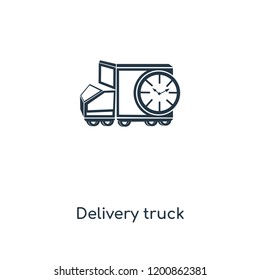 Delivery truck concept line icon. Linear Delivery truck concept outline symbol design. This simple element illustration can be used for web and mobile UI/UX.
