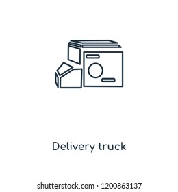 Delivery truck concept line icon. Linear Delivery truck concept outline symbol design. This simple element illustration can be used for web and mobile UI/UX.