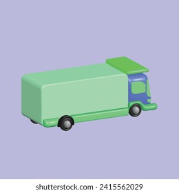 Delivery truck concept. Realistic 3d object cartoon style. Vector colorful illustration. 