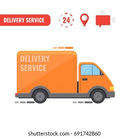 Delivery truck. Concept of the delivery service. Vector illustration.