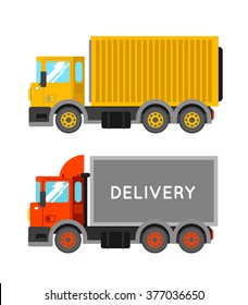 Delivery truck with container. Ton truck vector illustration. Truck shipping. 