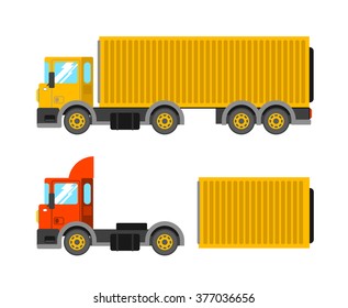 Delivery truck with container. Ton truck vector illustration. Truck shipping. 